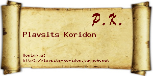 Plavsits Koridon névjegykártya